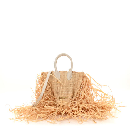Jacquemus Raffia Woven Calfskin Le Petit Baci Natural White 1 of 12