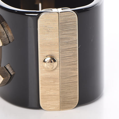 Chanel Resin Quilted CC Cuff Black Gold 4 of 7