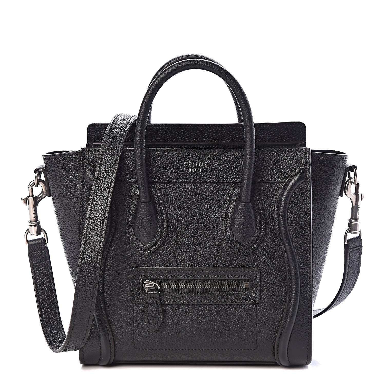 Celine Drummed Calfskin Nano Luggage Black 1 of 9