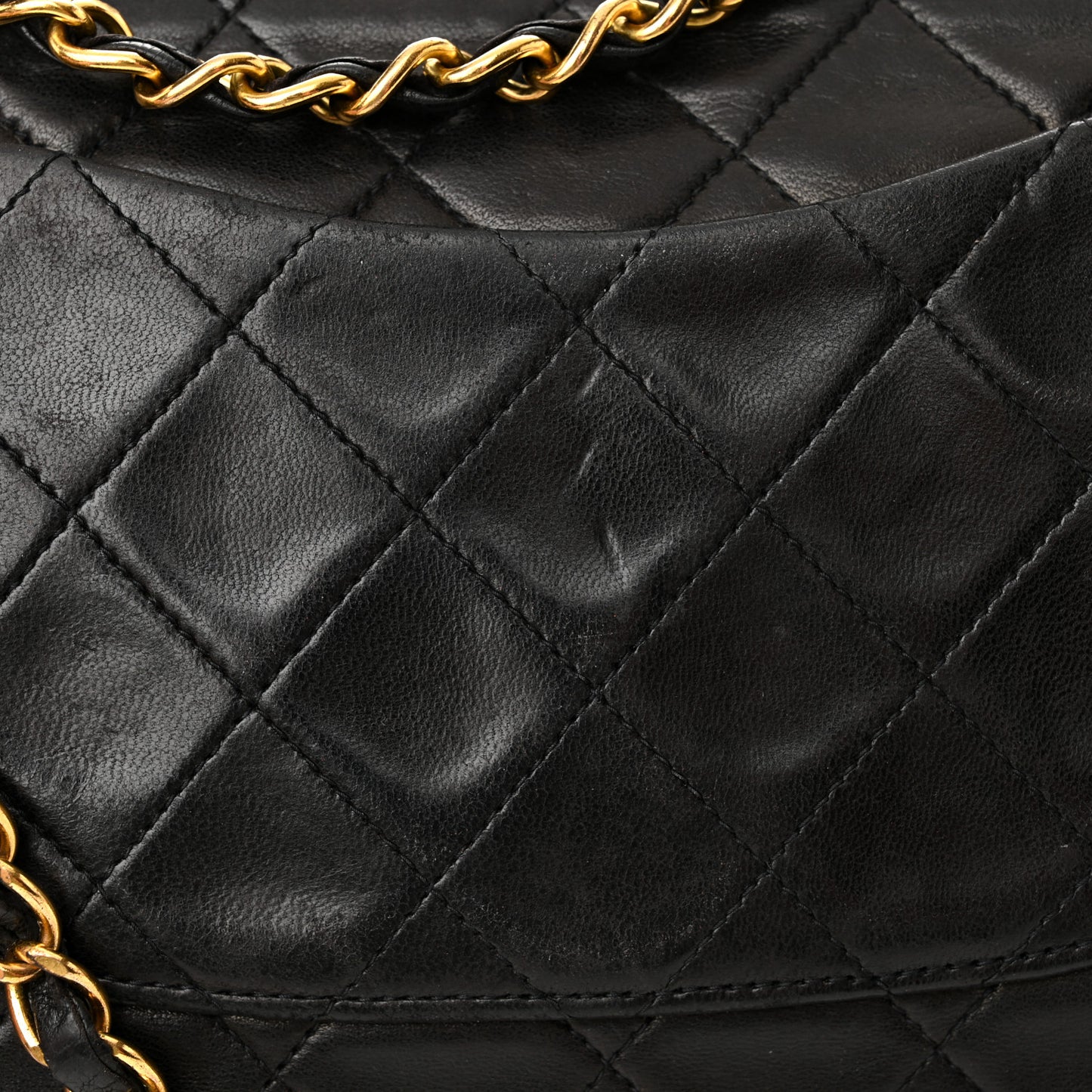 Lambskin Quilted Medium Double Flap Black