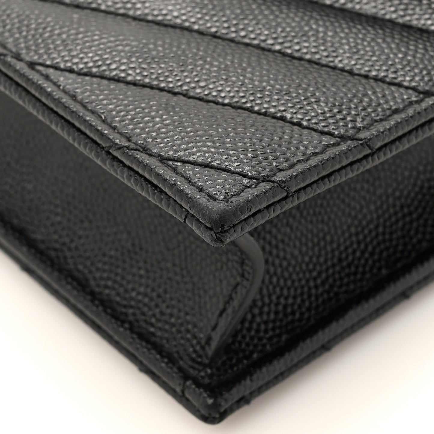 Grain De Poudre Matelasse Chevron Monogram Envelope Chain Wallet Black