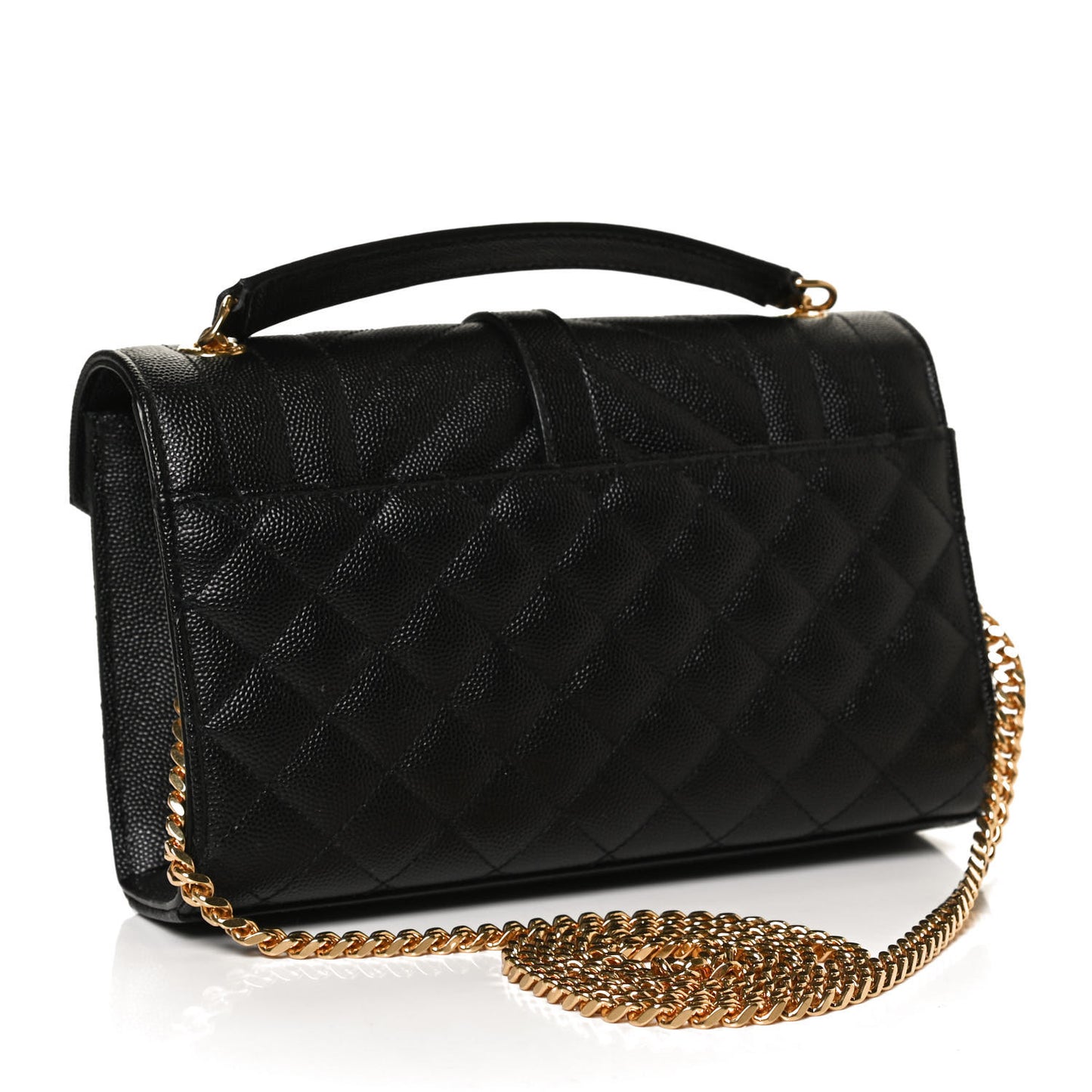 Grain De Poudre Textured Mixed Matelasse Triquilt Small Monogram Satchel Black