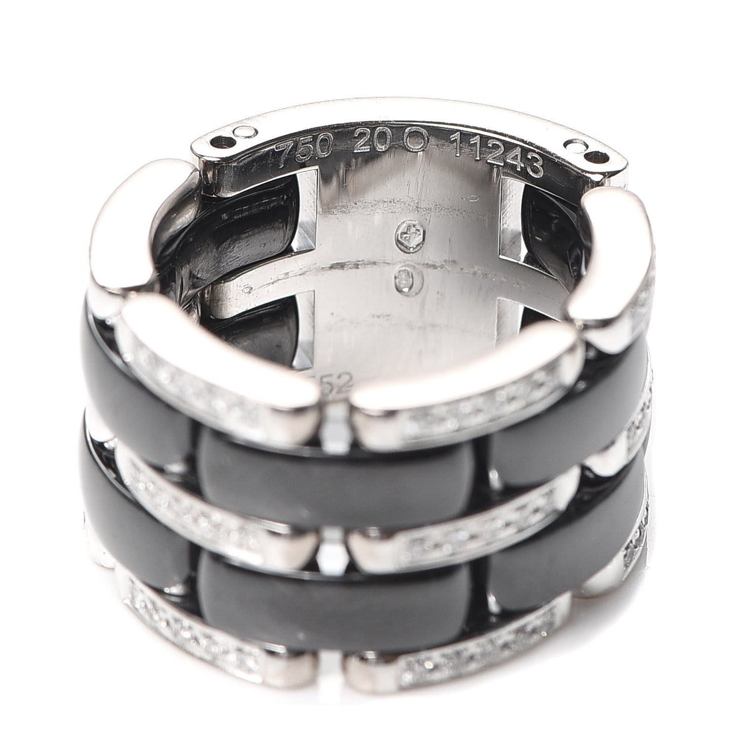 18K White Gold Ceramic Diamond Large Ultra Ring Black 52 6
