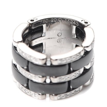 Chanel 18K White Gold Ceramic Diamond Large Ultra Ring Black 52 6 4 of 4