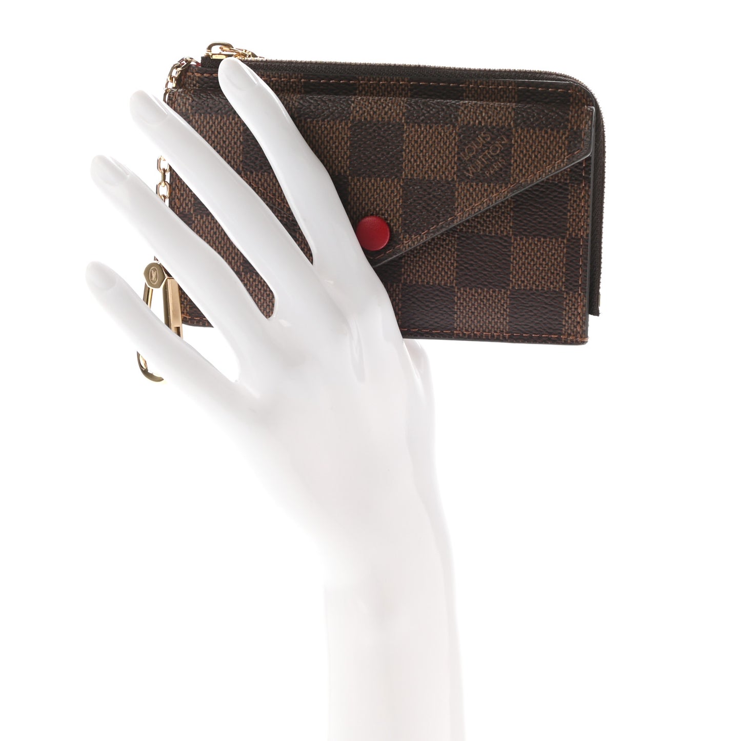 Damier Ebene Recto Verso Card Holder Red