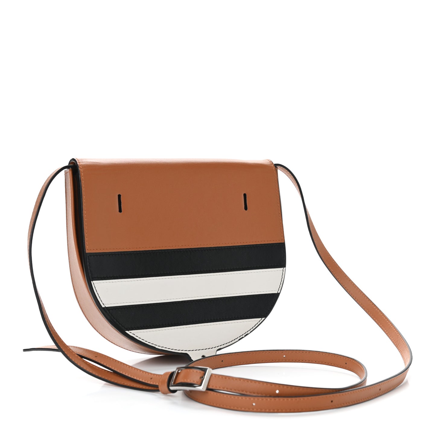 Calfskin Marine Stripe Mini Heel Shoulder Bag Tan