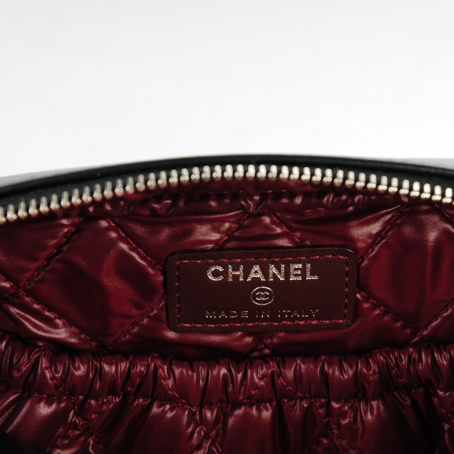 Chanel Lambskin Quilted Curvy Pouch Cosmetic Case Black 6 of 7