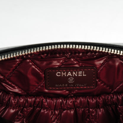 Chanel Lambskin Quilted Curvy Pouch Cosmetic Case Black 6 of 7