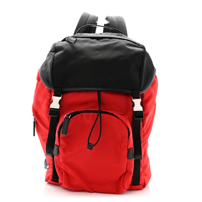 Prada Tessuto Nylon Montagna Double Buckle Backpack Red Black 1 of 10
