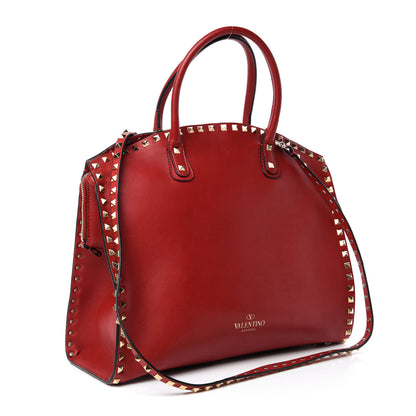 Valentino Garavani Vitello Rockstud Dome Shopper Rosso Valentino 3 of 22