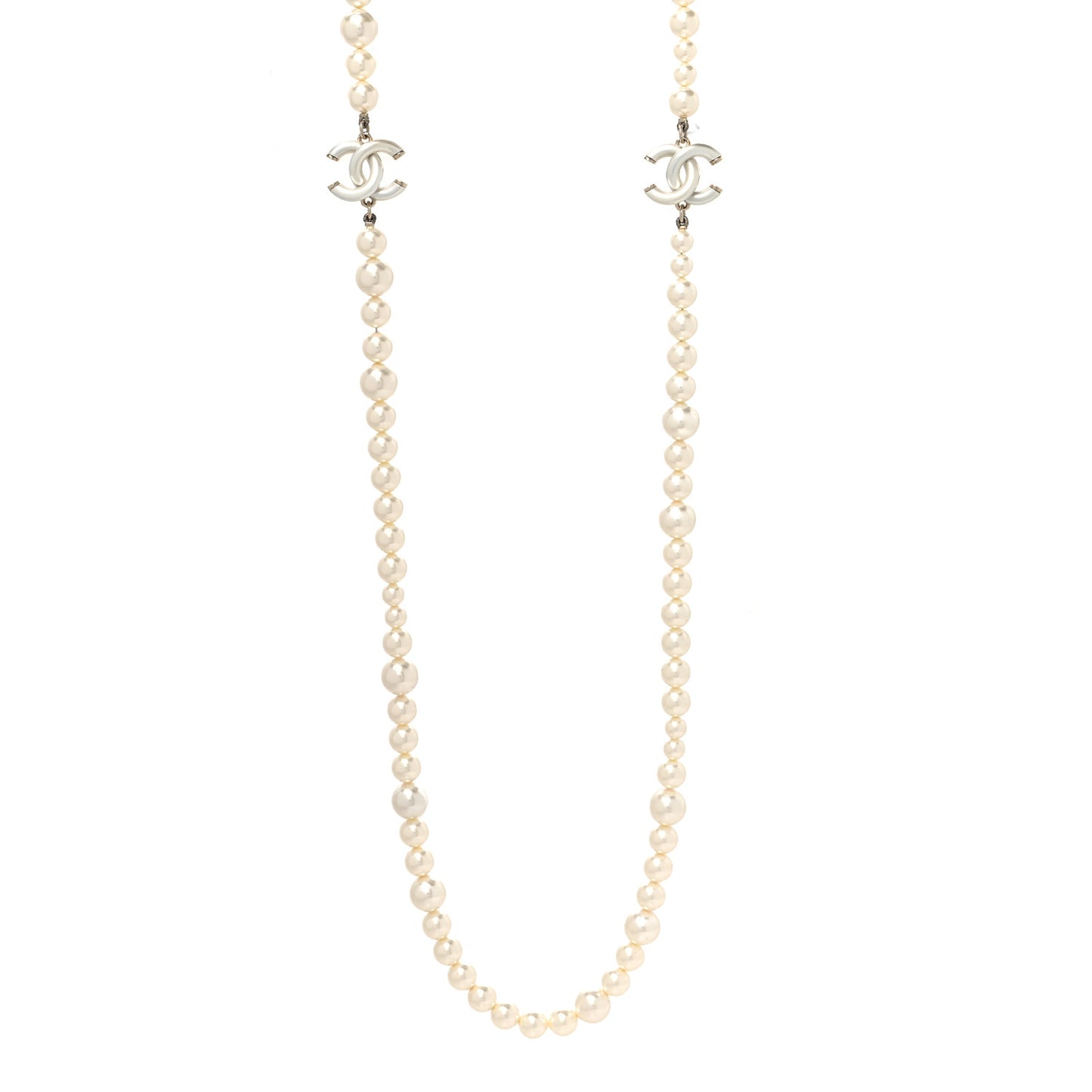 Pearl Resin CC Long Necklace Gold