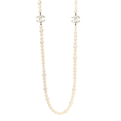 Chanel Pearl Resin CC Long Necklace Gold 1 of 6