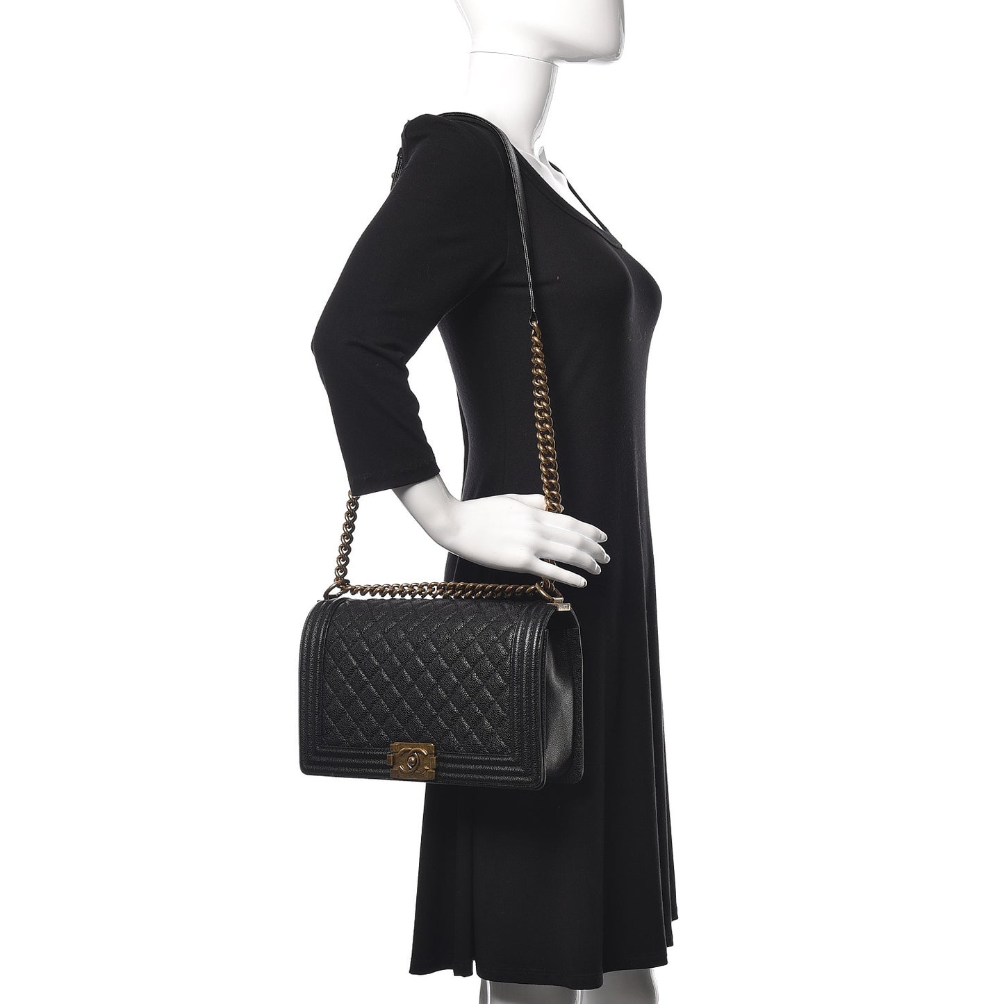 Caviar Quilted New Medium Boy Flap Black