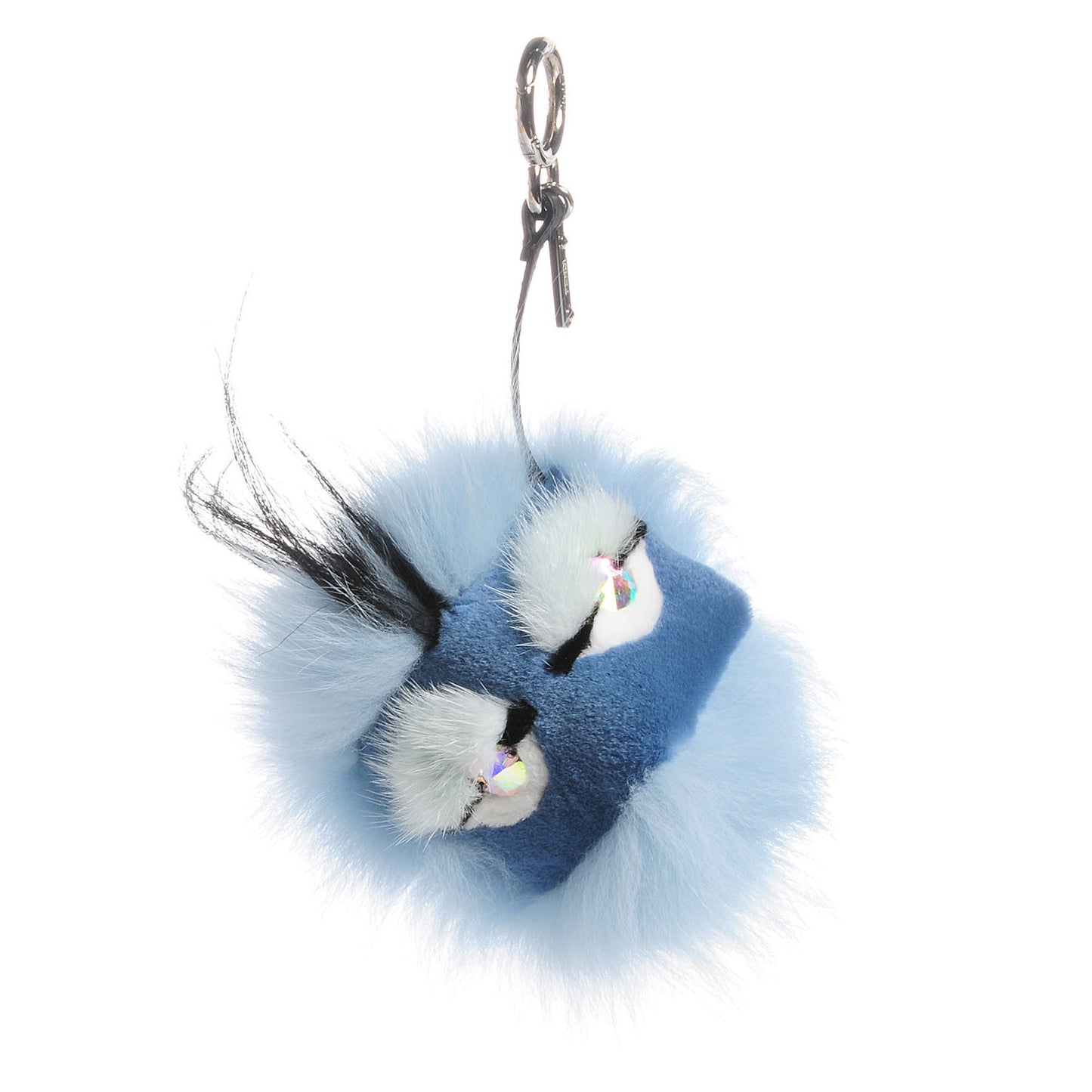 Fox Mink Rabbit Fur Maddie Monster Bag Bug Charm Light Blue