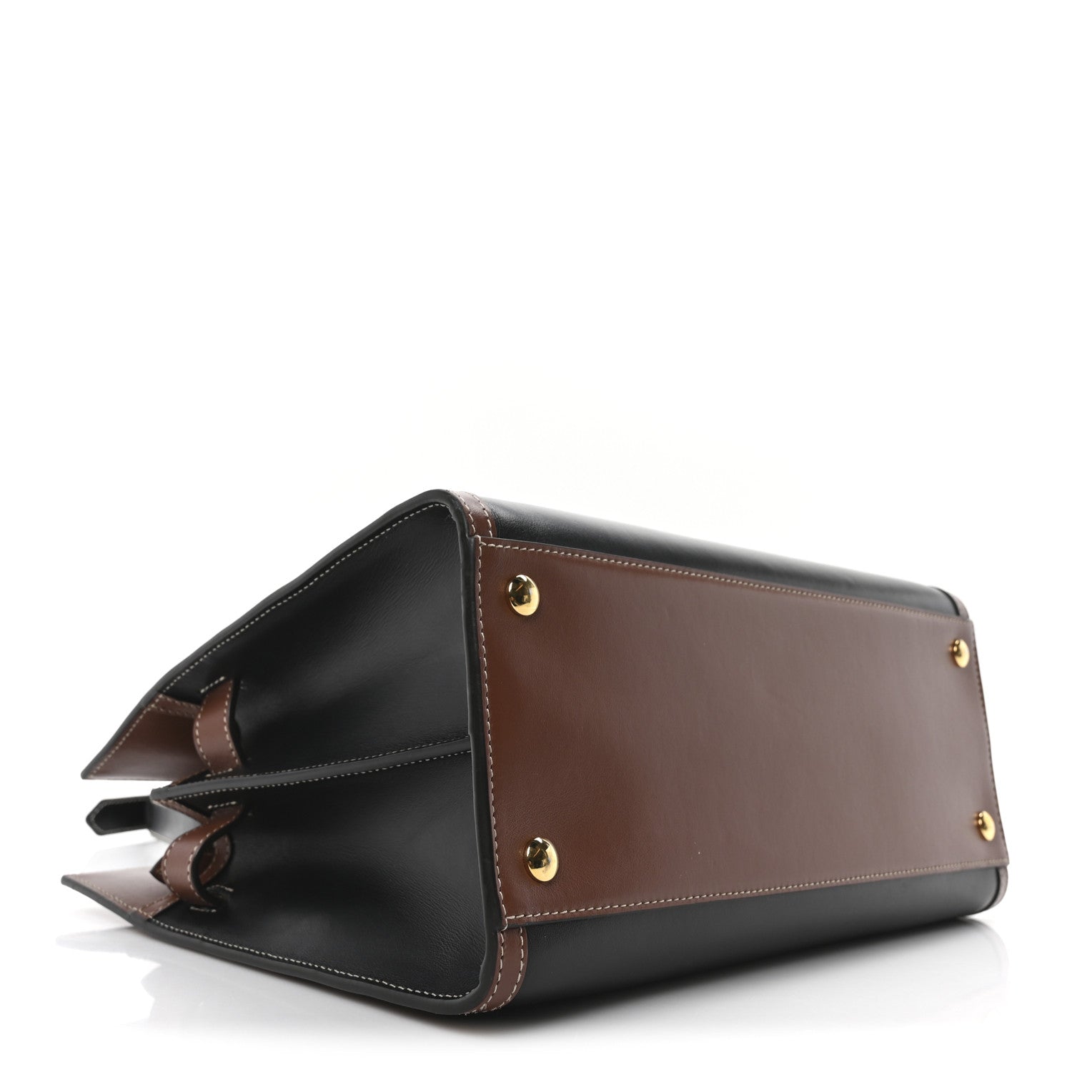 Burberry Calfskin Vintage Check Small Two Handle Title Bag Black 4 of 9