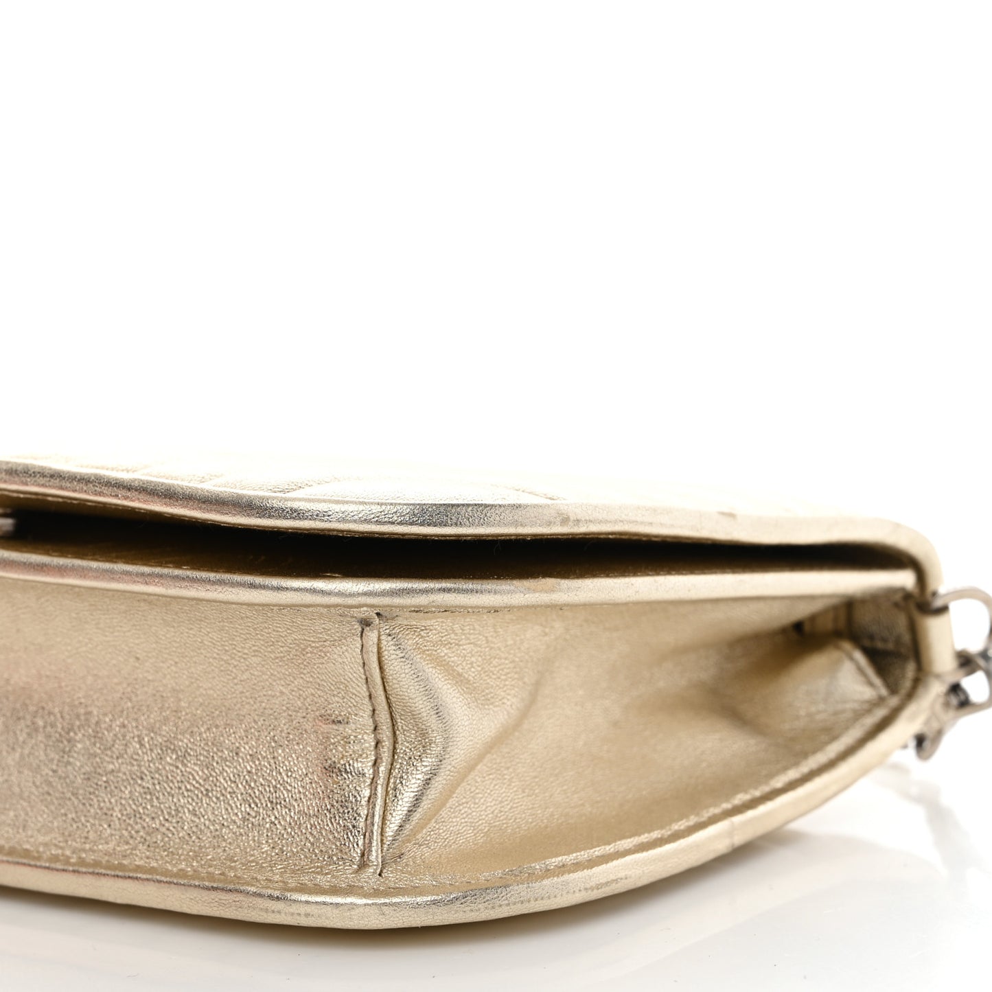Metallic Nappa Impunture Small Diagramme Crossbody Bag Gold