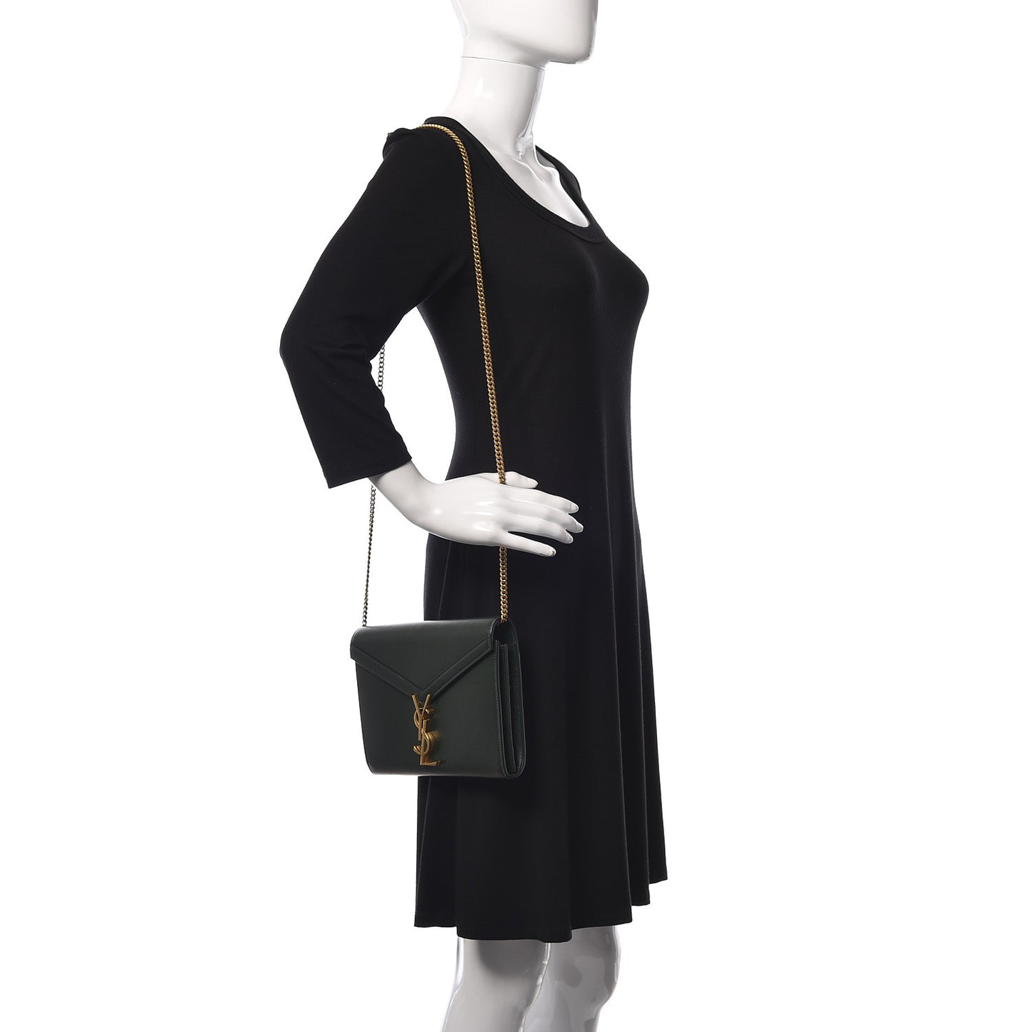 Grain De Poudre Monogram Cassandra Chain Wallet Vert Fonce