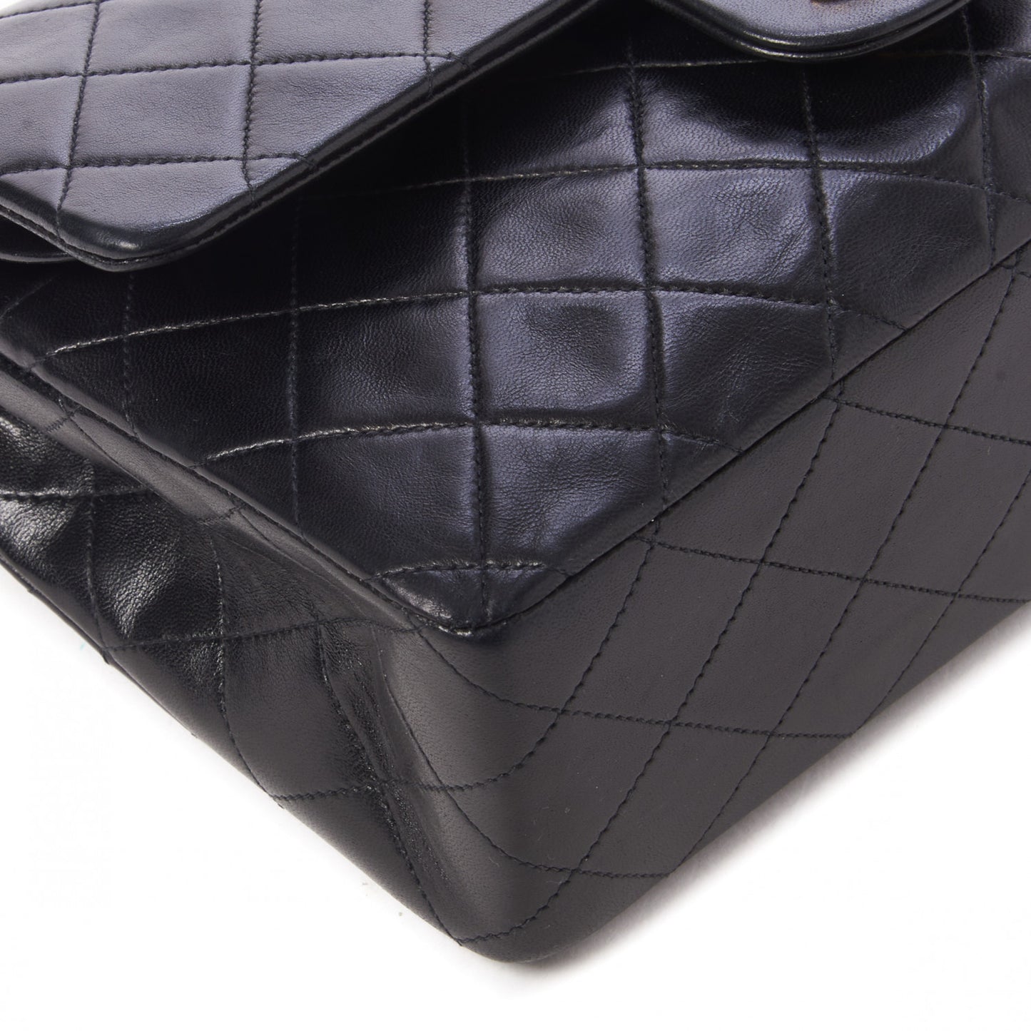 Lambskin Quilted Medium Double Flap Black
