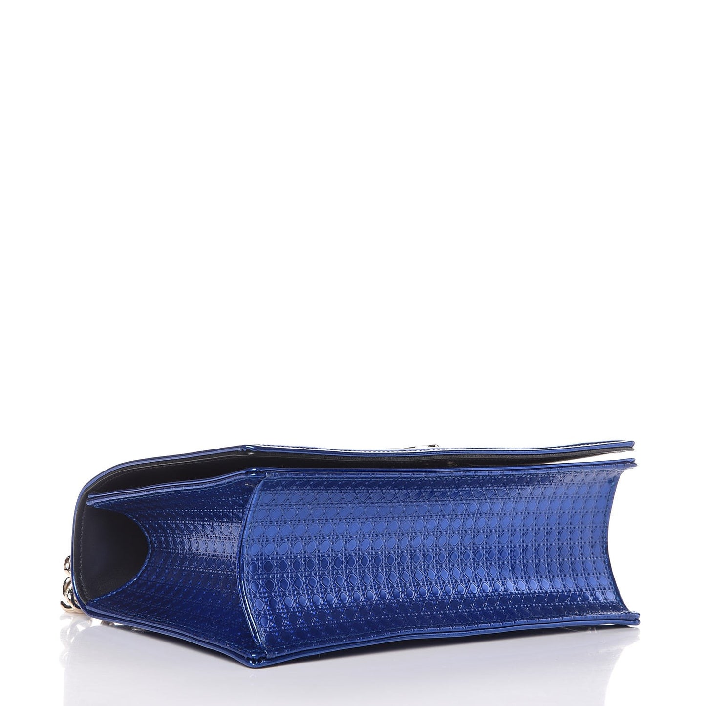 Metallic Patent Micro-Cannage Medium Diorama Flap Bag Blue