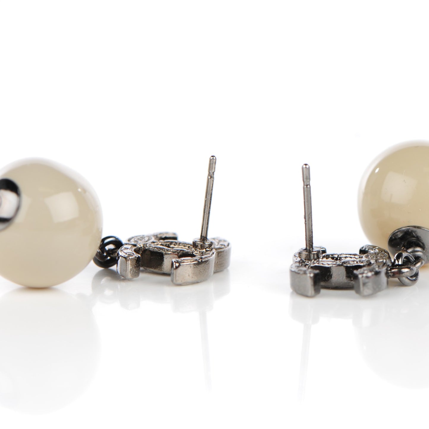 Ruthenium CC Bead Drop Earrings Light Green