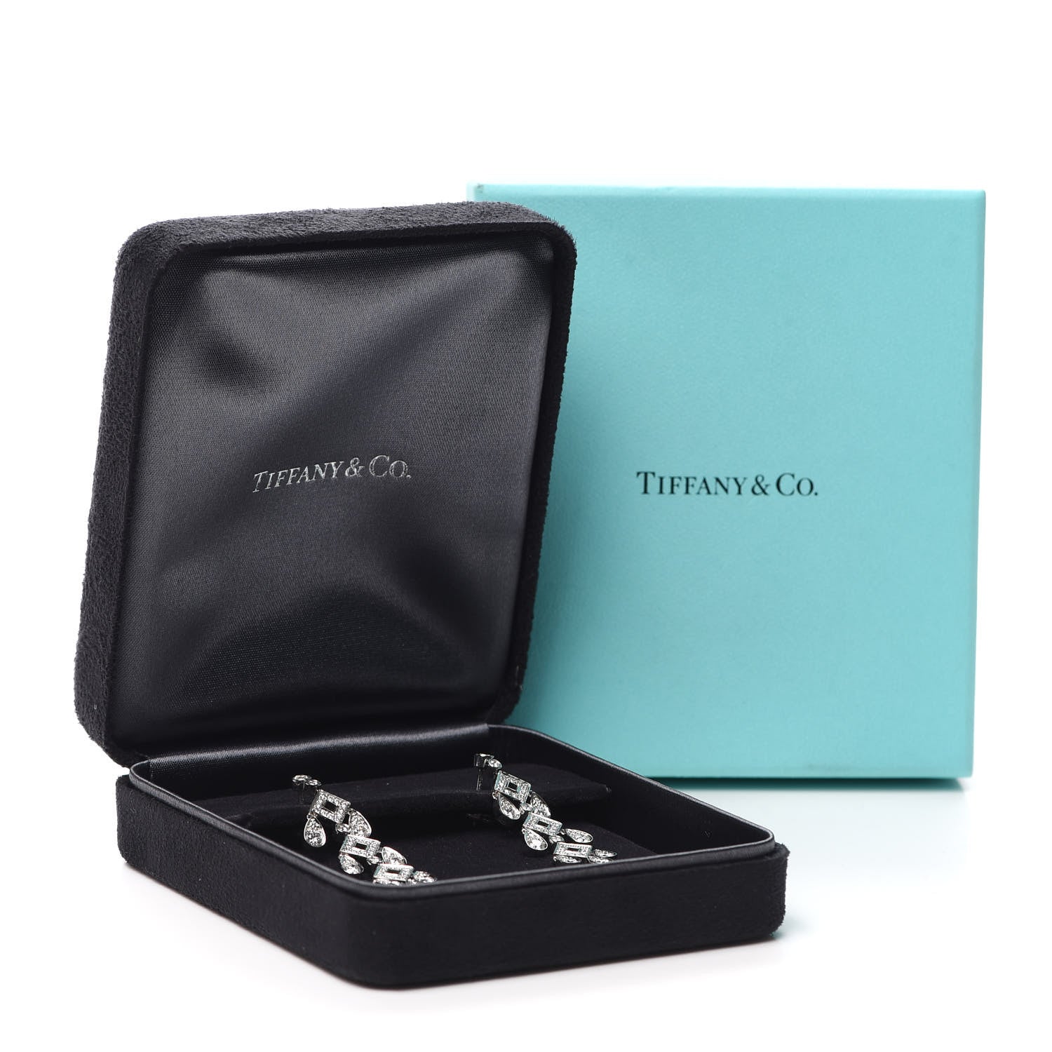 Tiffany Platinum Diamond Legacy Jazz Pagoda Drop Earrings 5 of 5