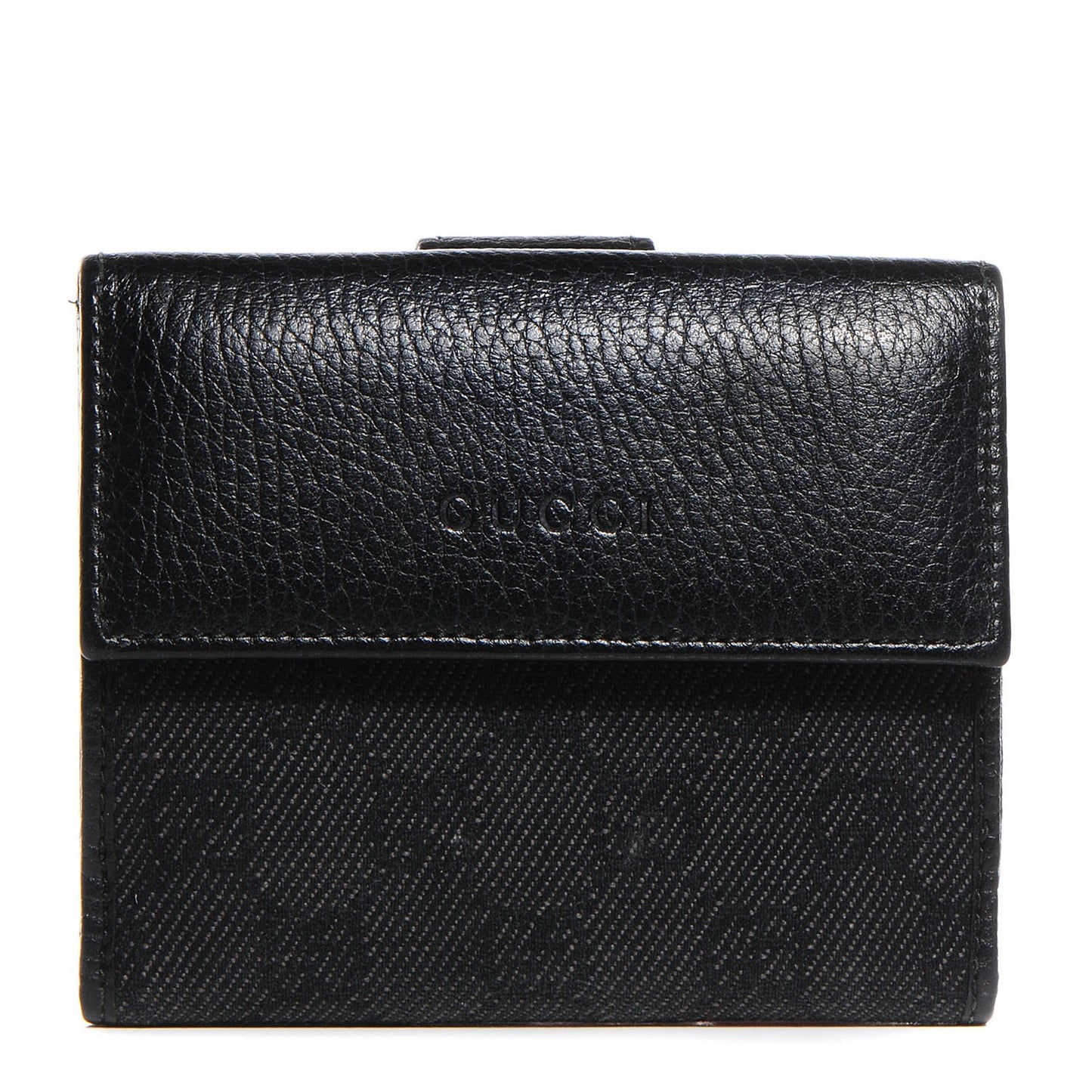 Denim Monogram French Flap Wallet Black