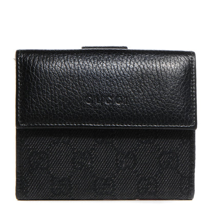 Gucci Denim Monogram French Flap Wallet Black 1 of 7