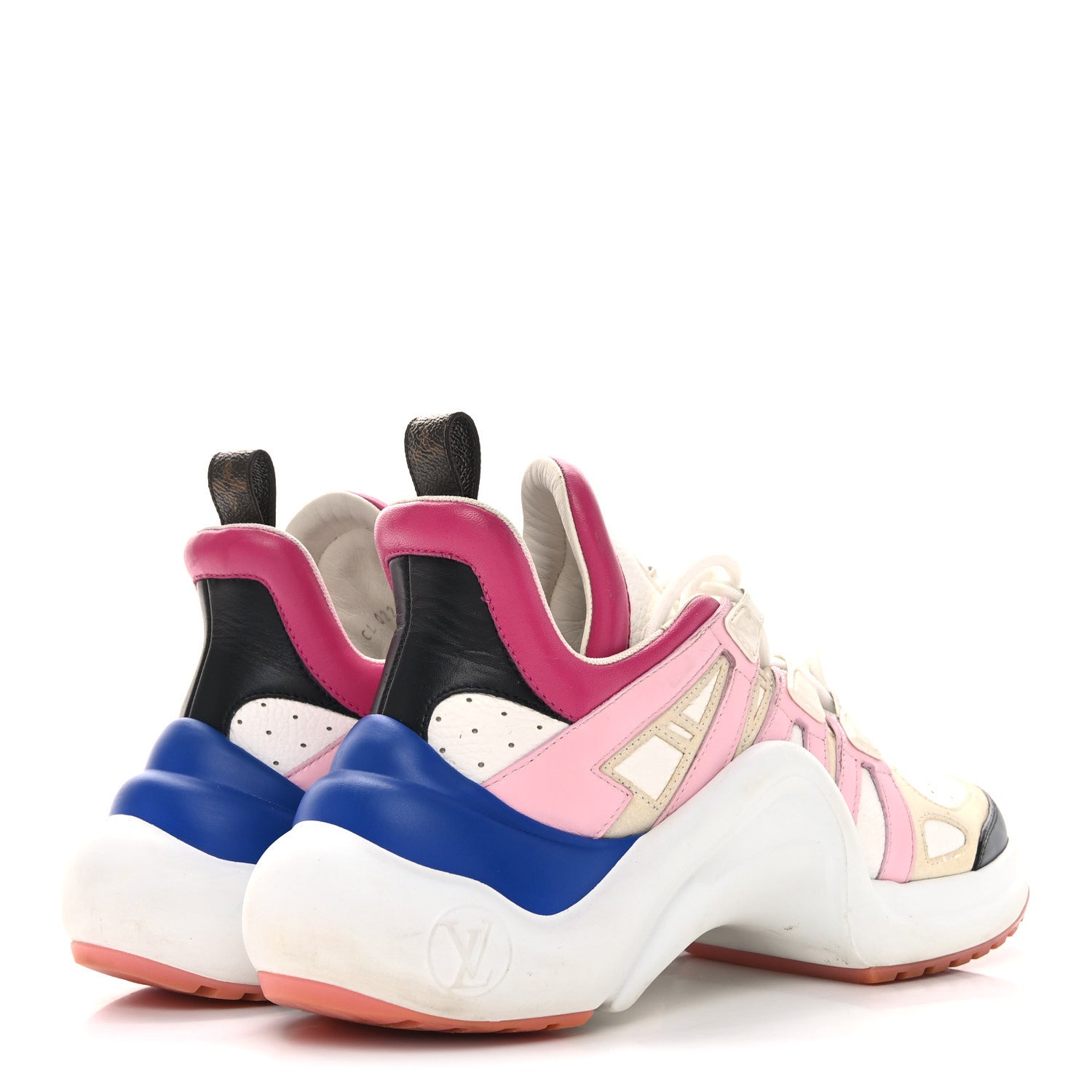 Louis Vuitton Calfskin Technical Nylon LV Archlight Sneakers 37.5 White Pink Blue 6 of 8