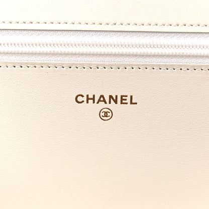 Chanel Caviar Chevron Boy Wallet On Chain WOC White 6 of 12