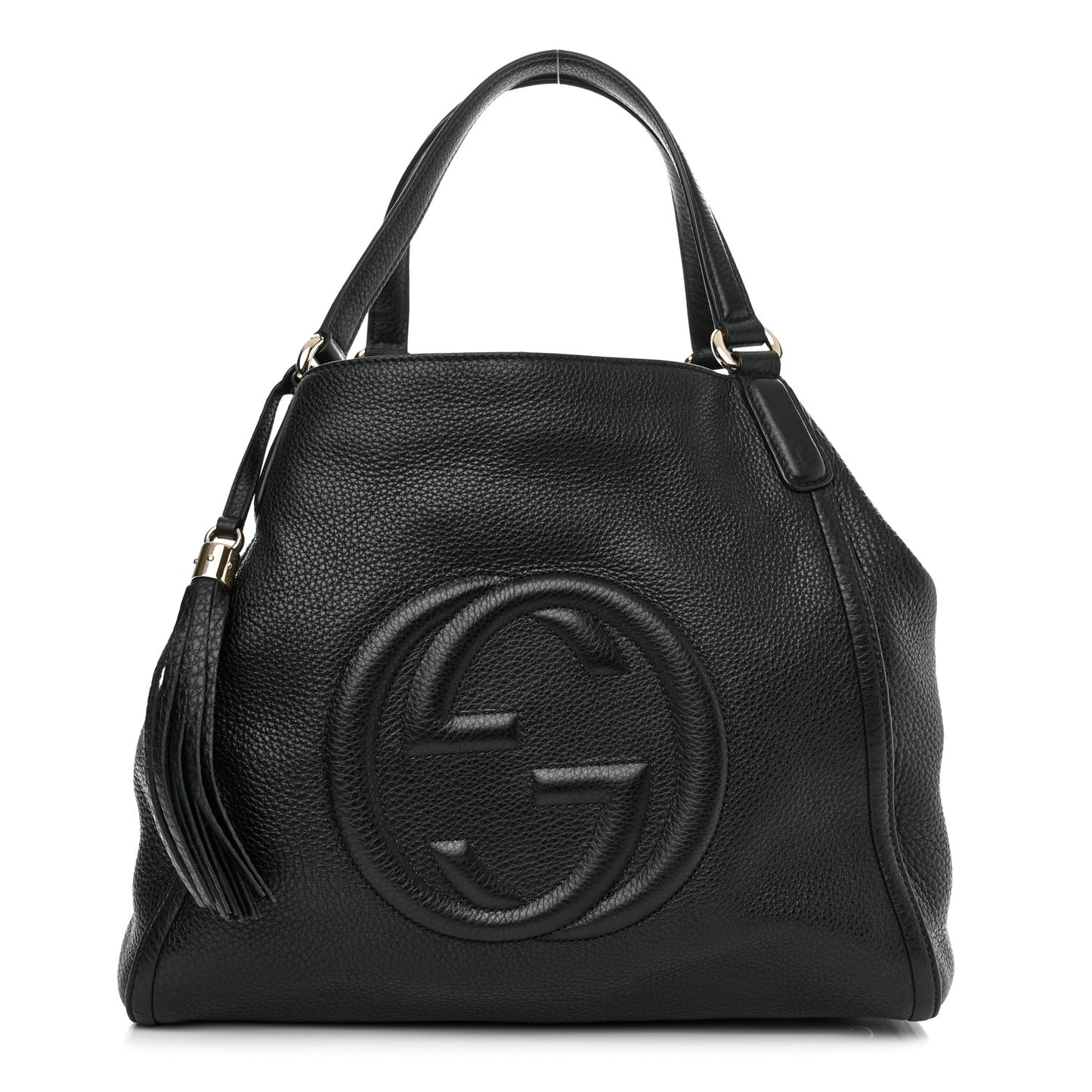 Pebbled Calfskin Medium Soho Shoulder Bag Black