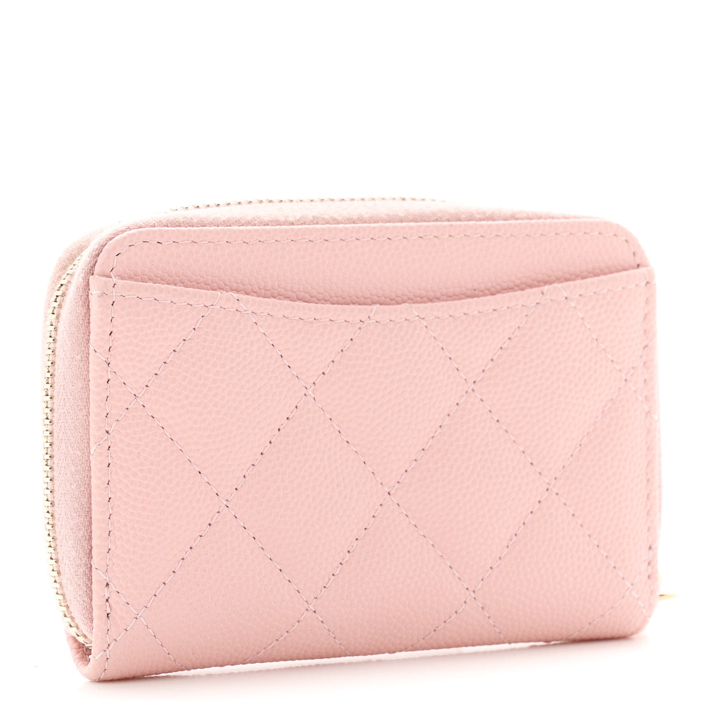 Caviar Quilted Zip Coin Purse Pink