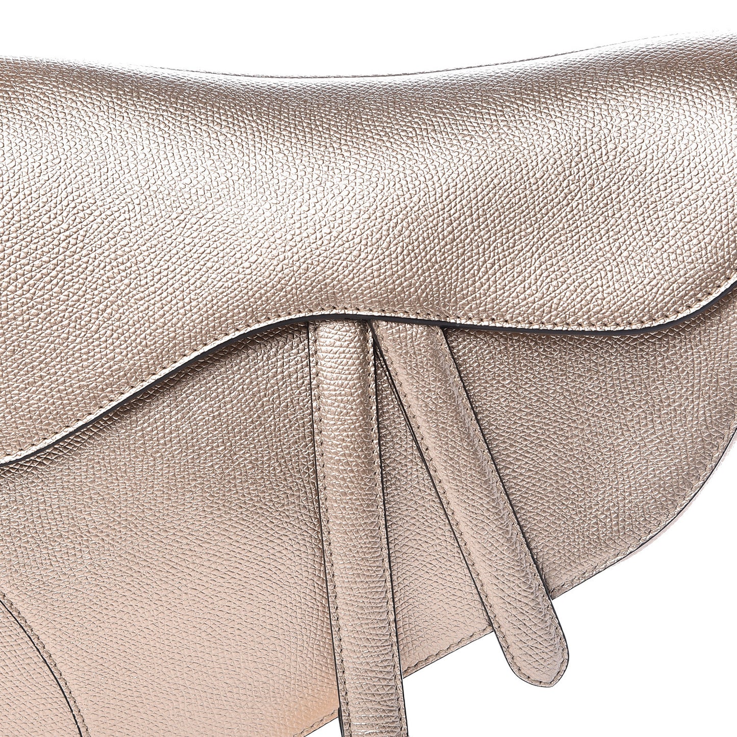 Metallic Grained Calfskin Saddle Bag Gold