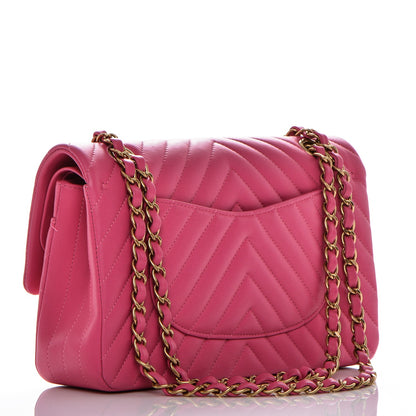 Chanel Lambskin Chevron Quilted Medium Double Flap Pink 4 of 7