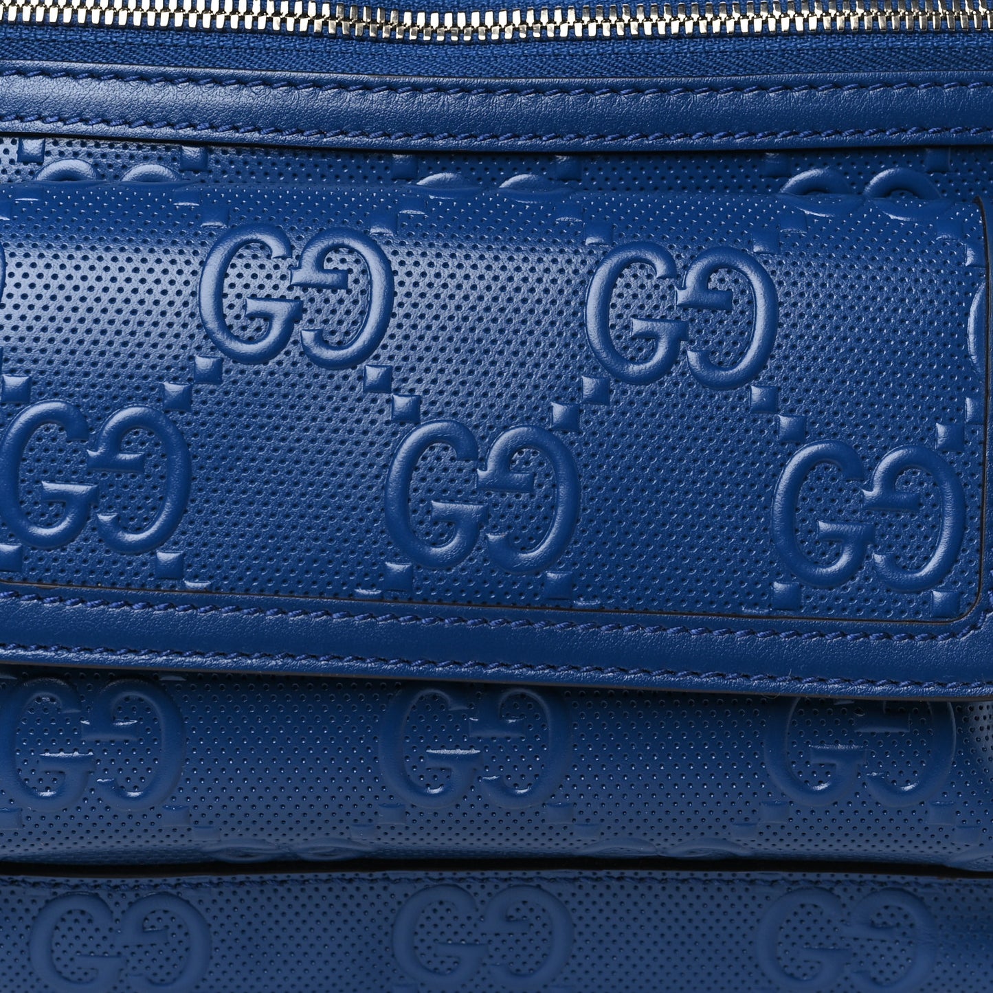Calfskin GG Tennis Embossed Pocket Belt Bag Blue