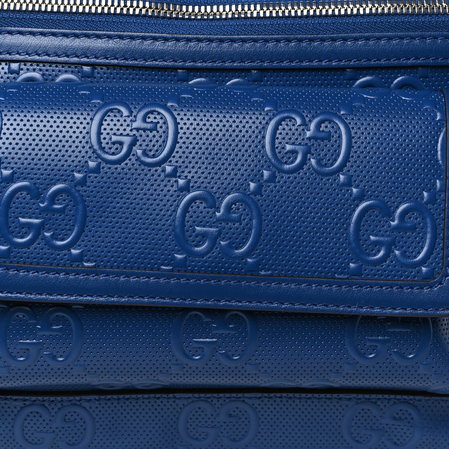 Gucci Calfskin GG Tennis Embossed Pocket Belt Bag Blue 8 of 10