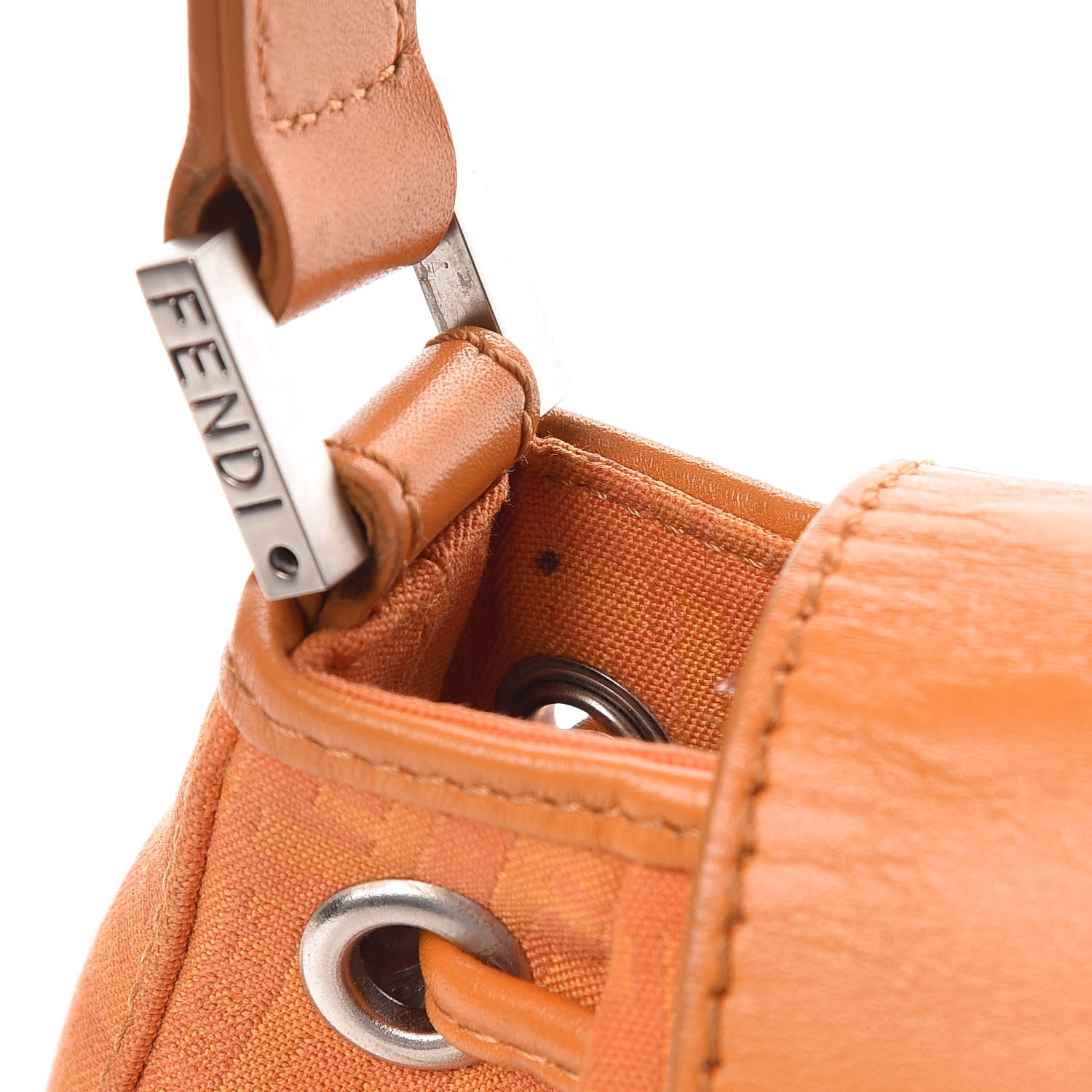 Fendi Zucchino Cuoio Shoulder Bag Mandarino 16 of 19