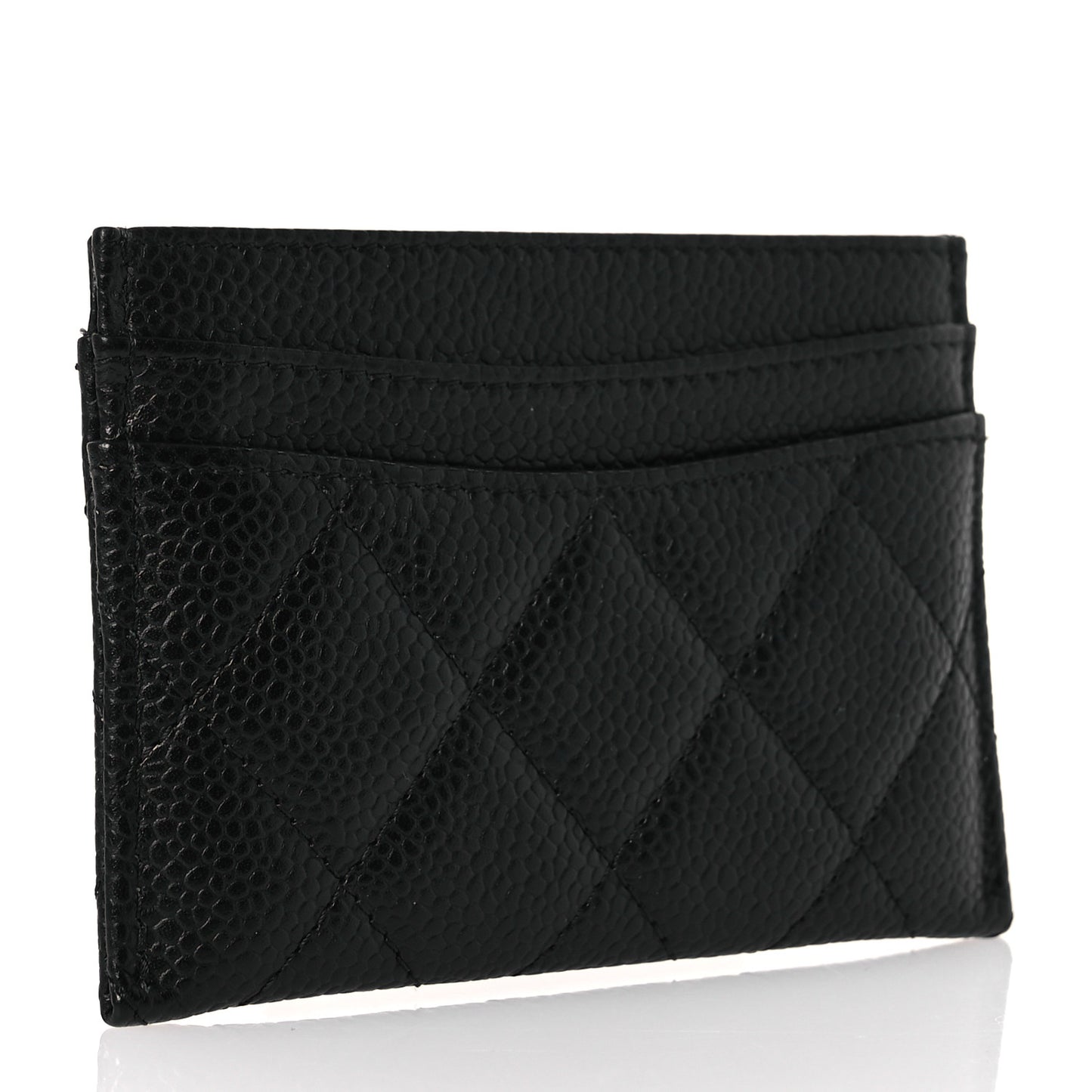 Caviar Quilted Card Holder Black