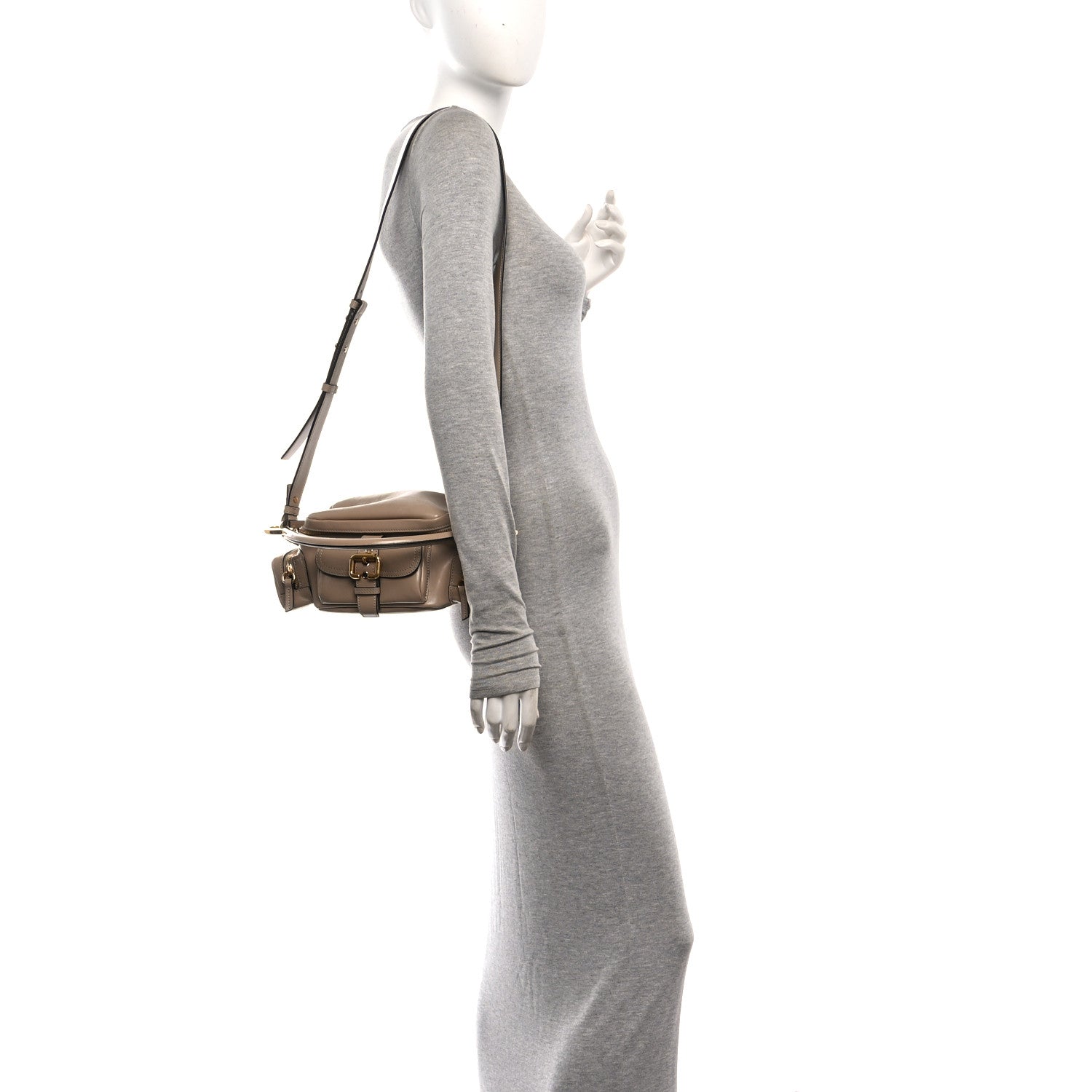 Chloe Shiny Buffalo Small Double Carry Camera Bag Mushroom 2 of 10