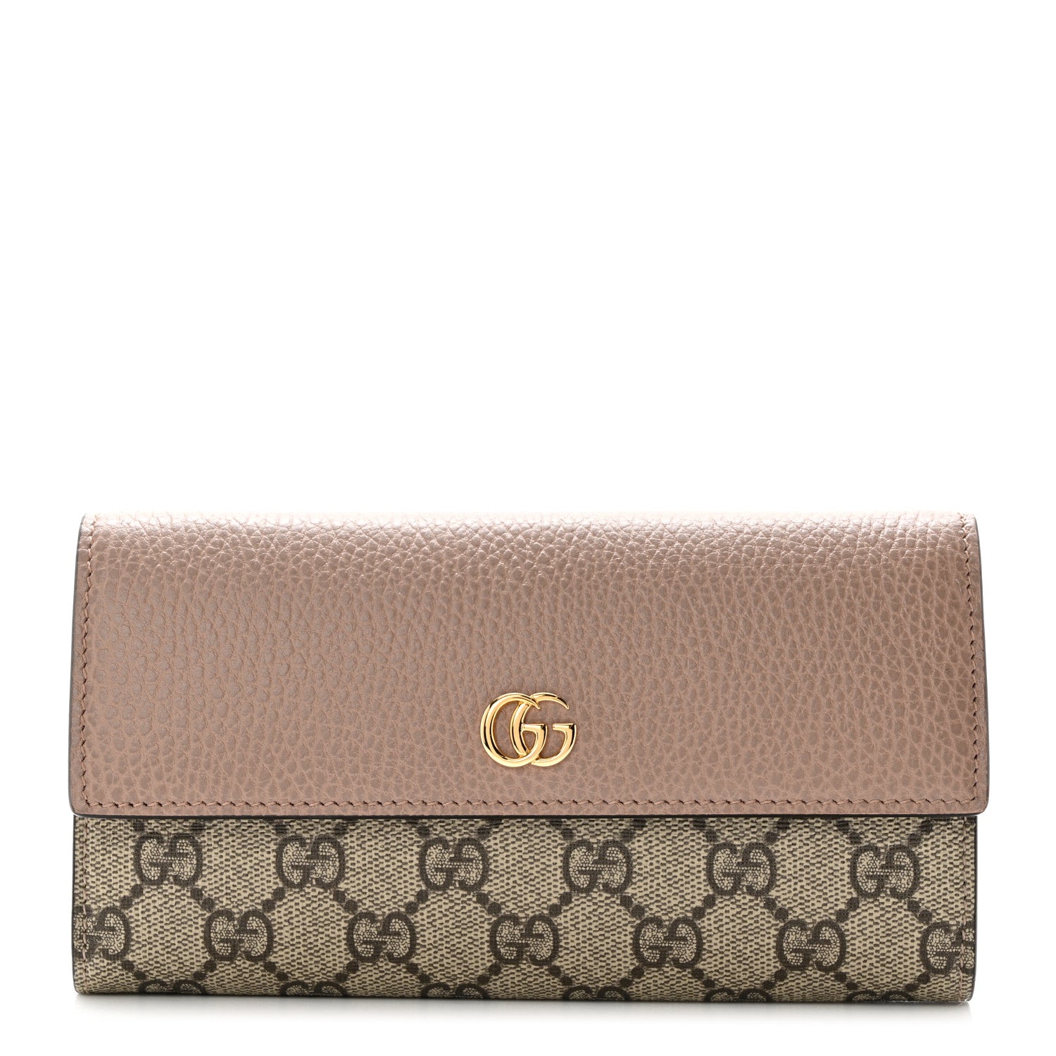 Gucci Dollar Calfskin GG Supreme Monogram GG Marmont Continental Wallet Porcelain Rose Beige Ebony 1 of 9