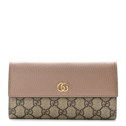 Gucci Dollar Calfskin GG Supreme Monogram GG Marmont Continental Wallet Porcelain Rose Beige Ebony 1 of 9