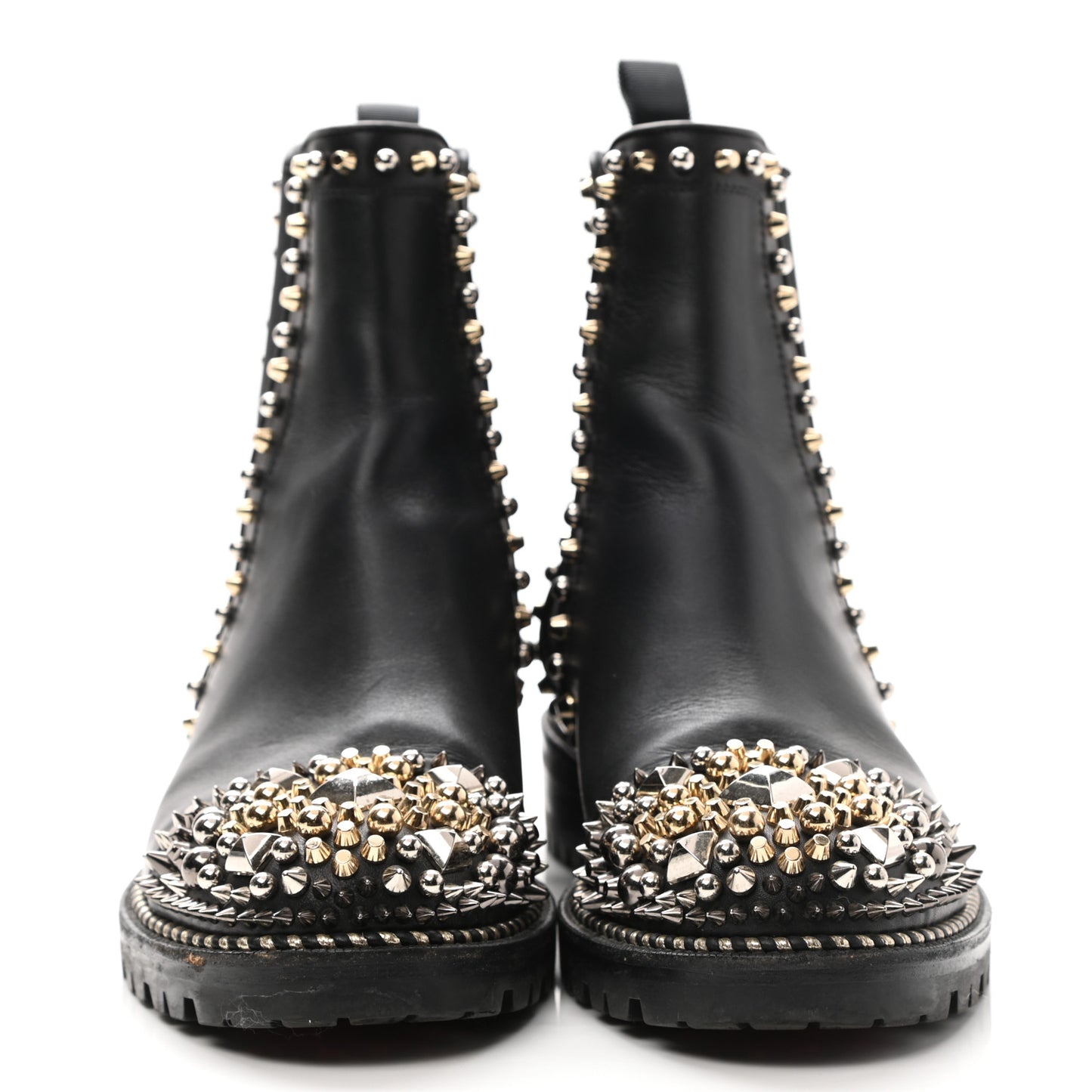 Calfskin Studded Chasse A Clou Flat Chelsea Boots 40 Black