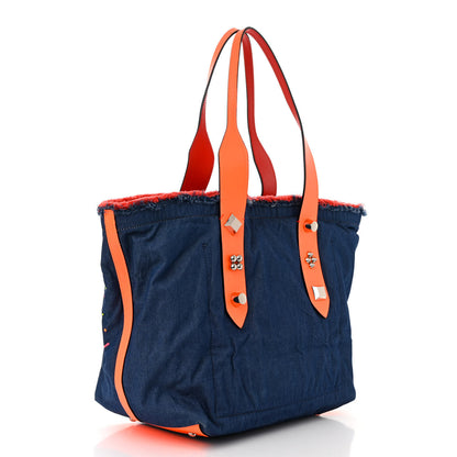 Christian Louboutin Denim Frangibus Printed Tote Blue Multicolor 3 of 14