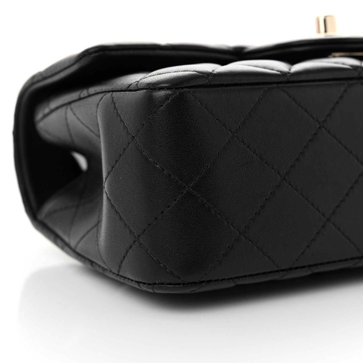 Lambskin Quilted Mini Top Handle Rectangular Flap Black