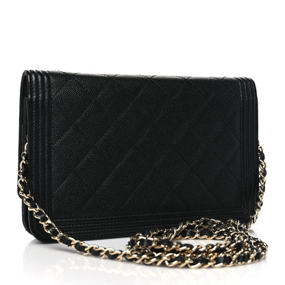 Chanel Caviar Quilted Boy Wallet On Chain WOC Black 3 of 11
