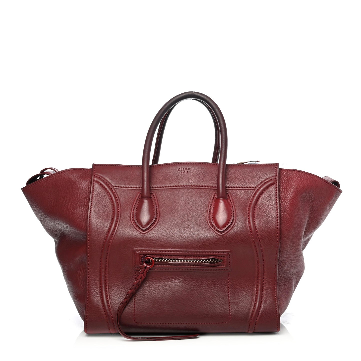 Drummed Calfskin Medium Phantom Luggage Burgundy
