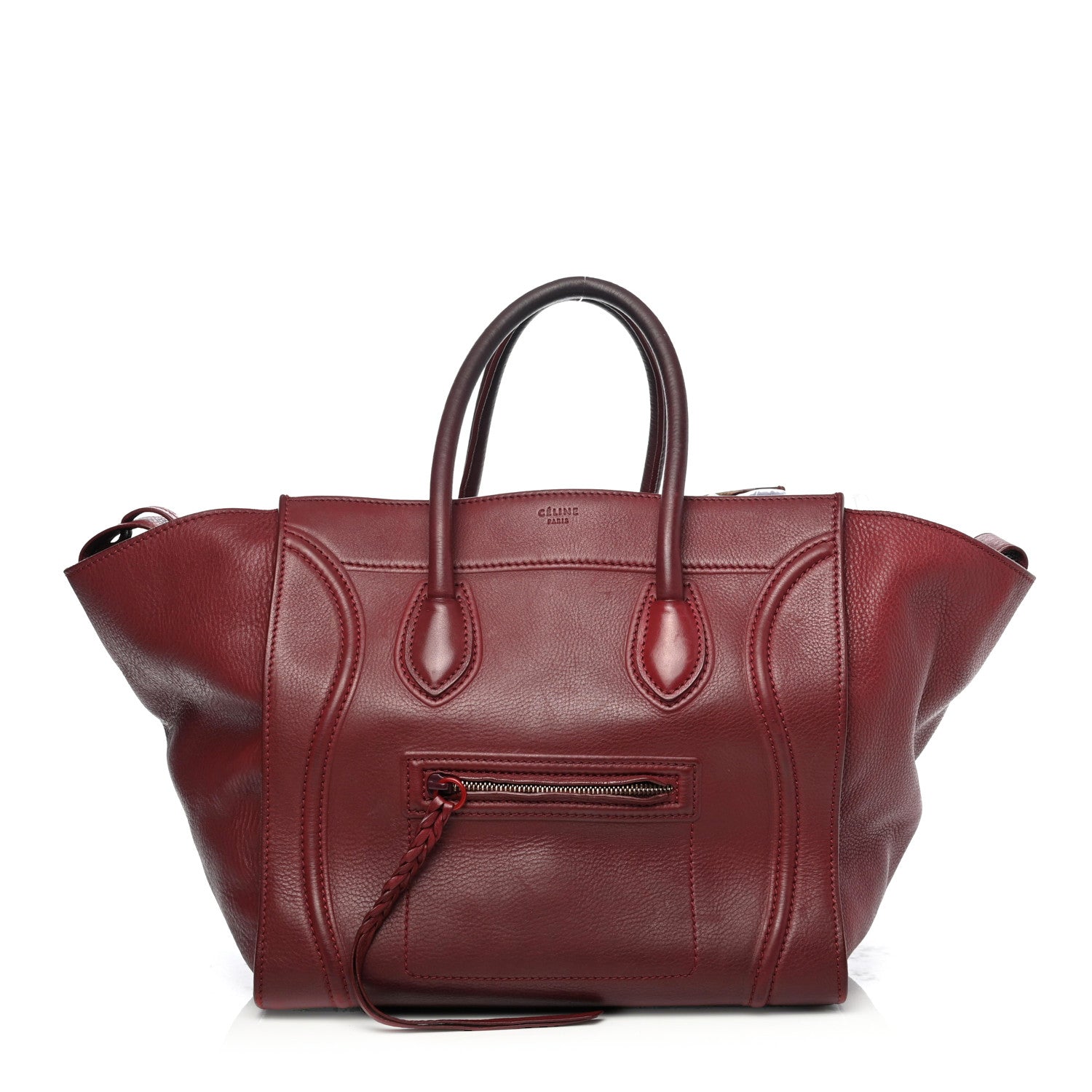 Celine Drummed Calfskin Medium Phantom Luggage Burgundy 1 of 4