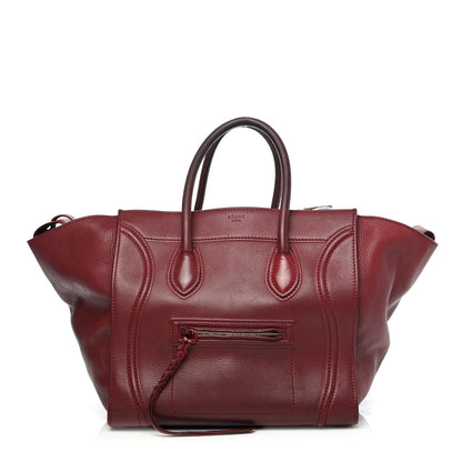Celine Drummed Calfskin Medium Phantom Luggage Burgundy 1 of 4