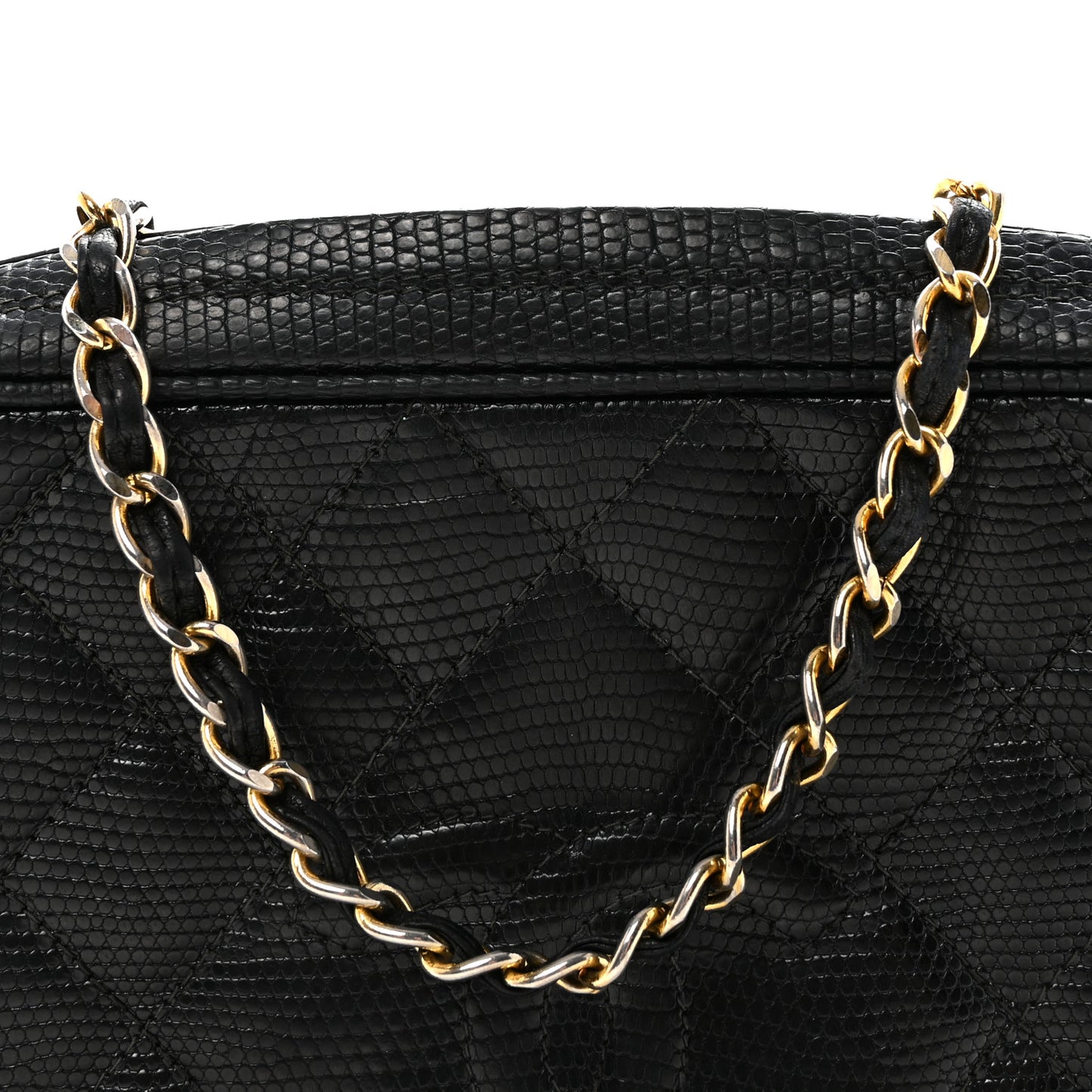 Lizard Diamond Quilted Tassel Camera Case Black