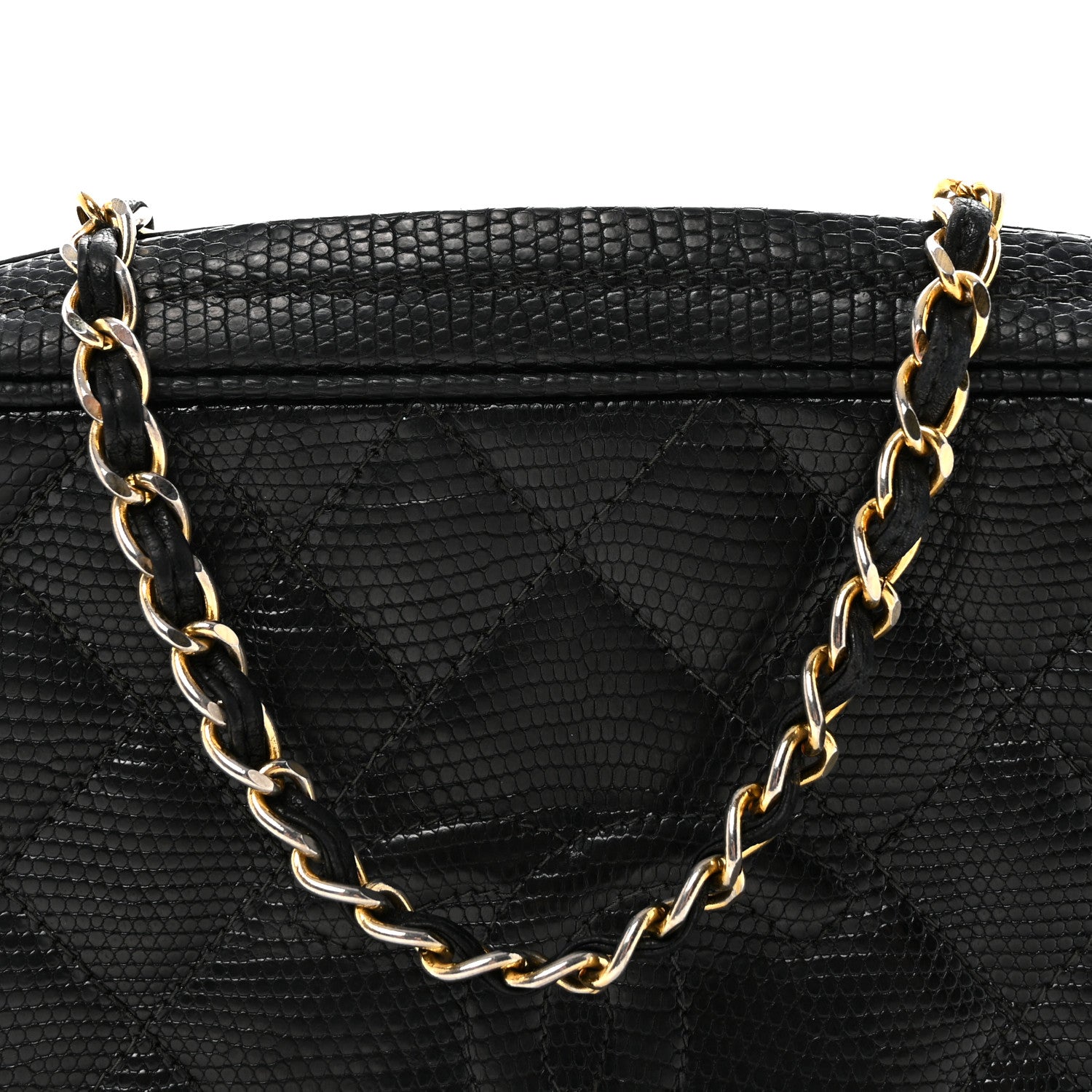 Chanel Lizard Diamond Quilted Tassel Camera Case Black 8 of 10