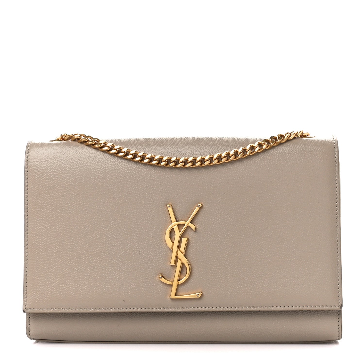 Saint Laurent Grain De Poudre Medium Monogram Kate Satchel Dark Beige 1 of 11
